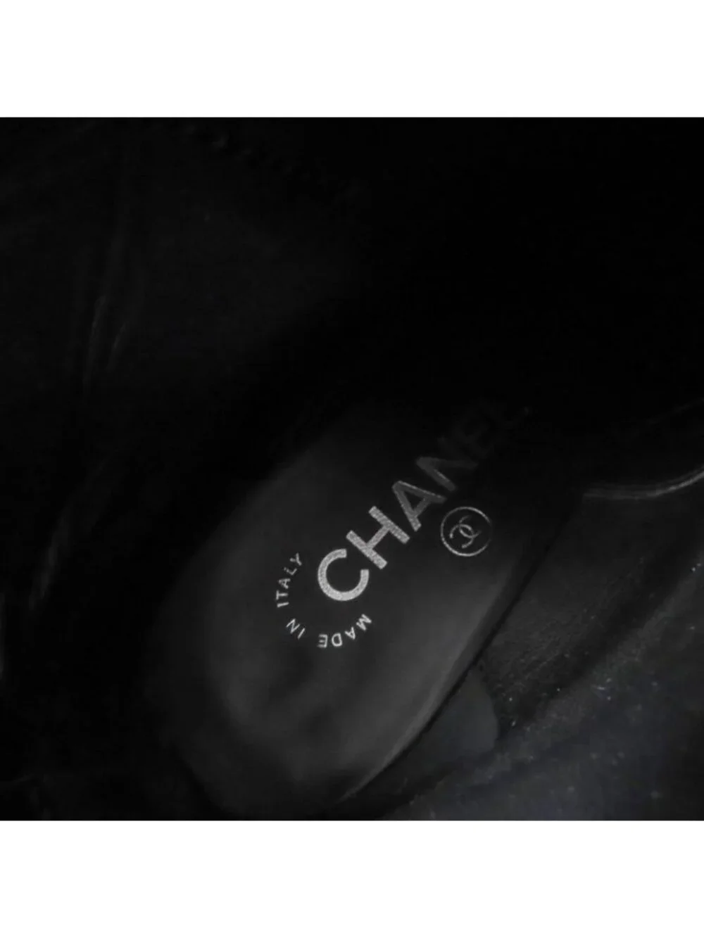 Chanel CC Logo Faux Pearl Chain Leather Short Boots Black 36 - Picture 11 of 13
